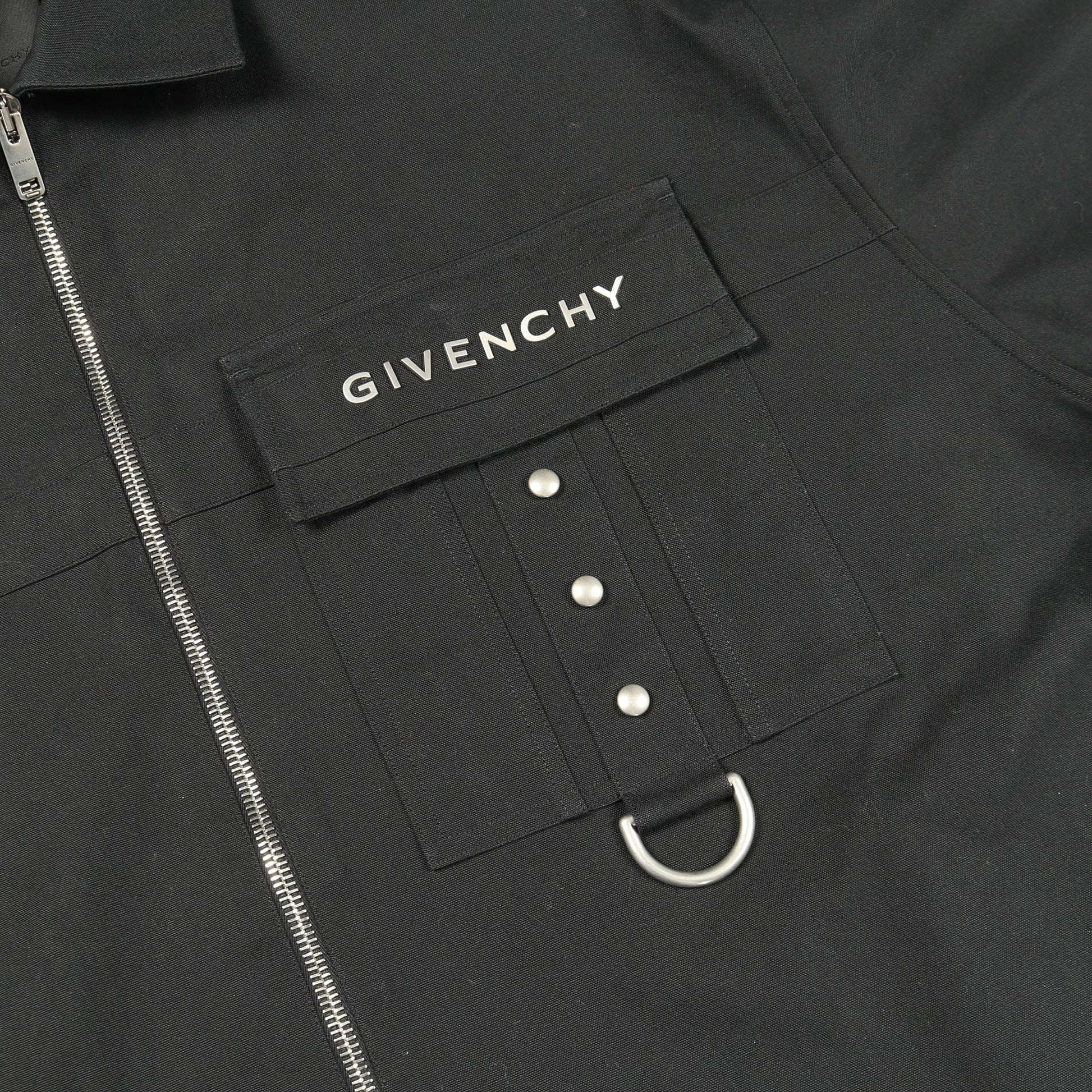メタルディテール ジップアップ シャツ コットン ブラック ジバンシィ トップス GIVENCHY