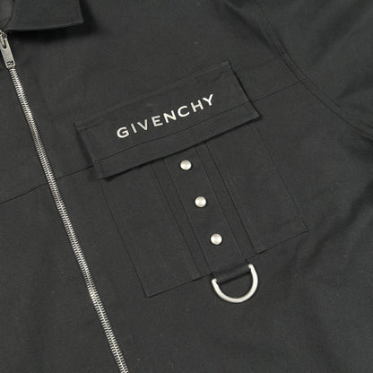 メタルディテール ジップアップ シャツ コットン ブラック ジバンシィ トップス GIVENCHY