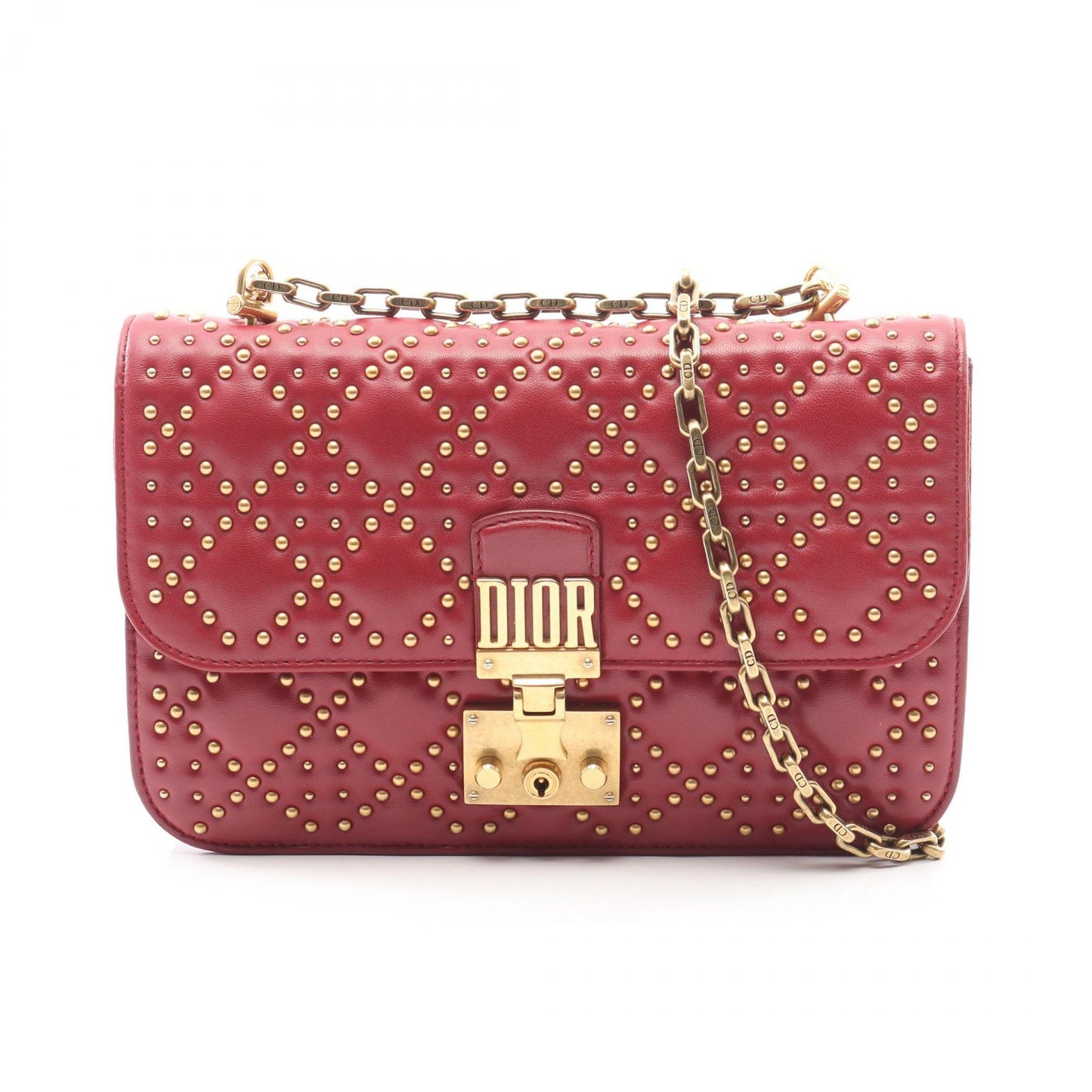 アディクト チェーンショルダーバッグ レザー ボルドー スタッズ クリスチャンディオール バッグ Christian Dior