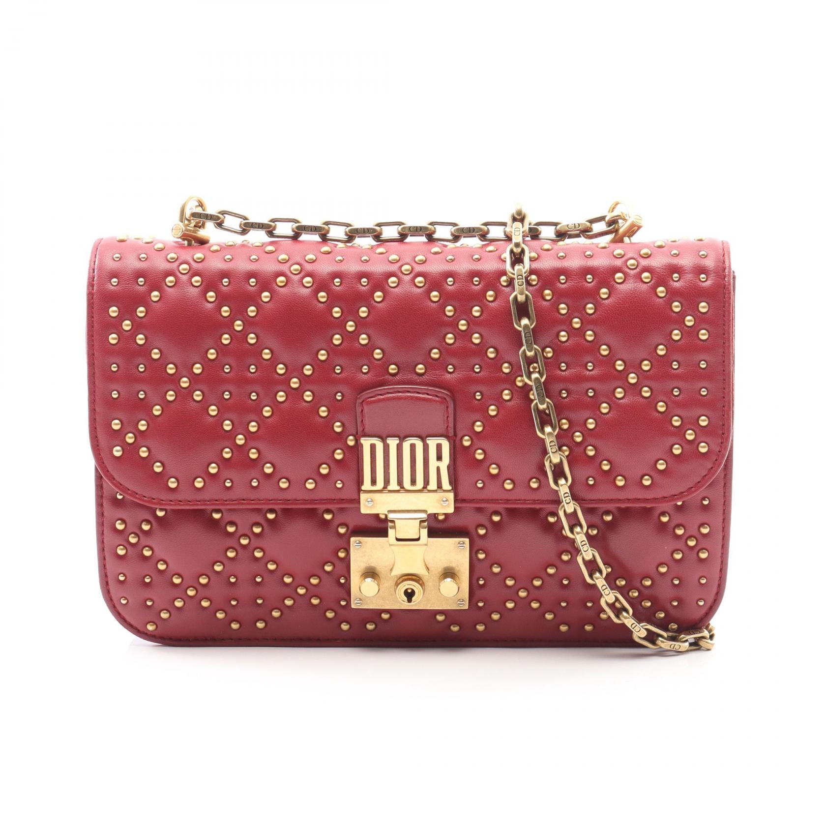 アディクト チェーンショルダーバッグ レザー ボルドー スタッズ クリスチャンディオール バッグ Christian Dior