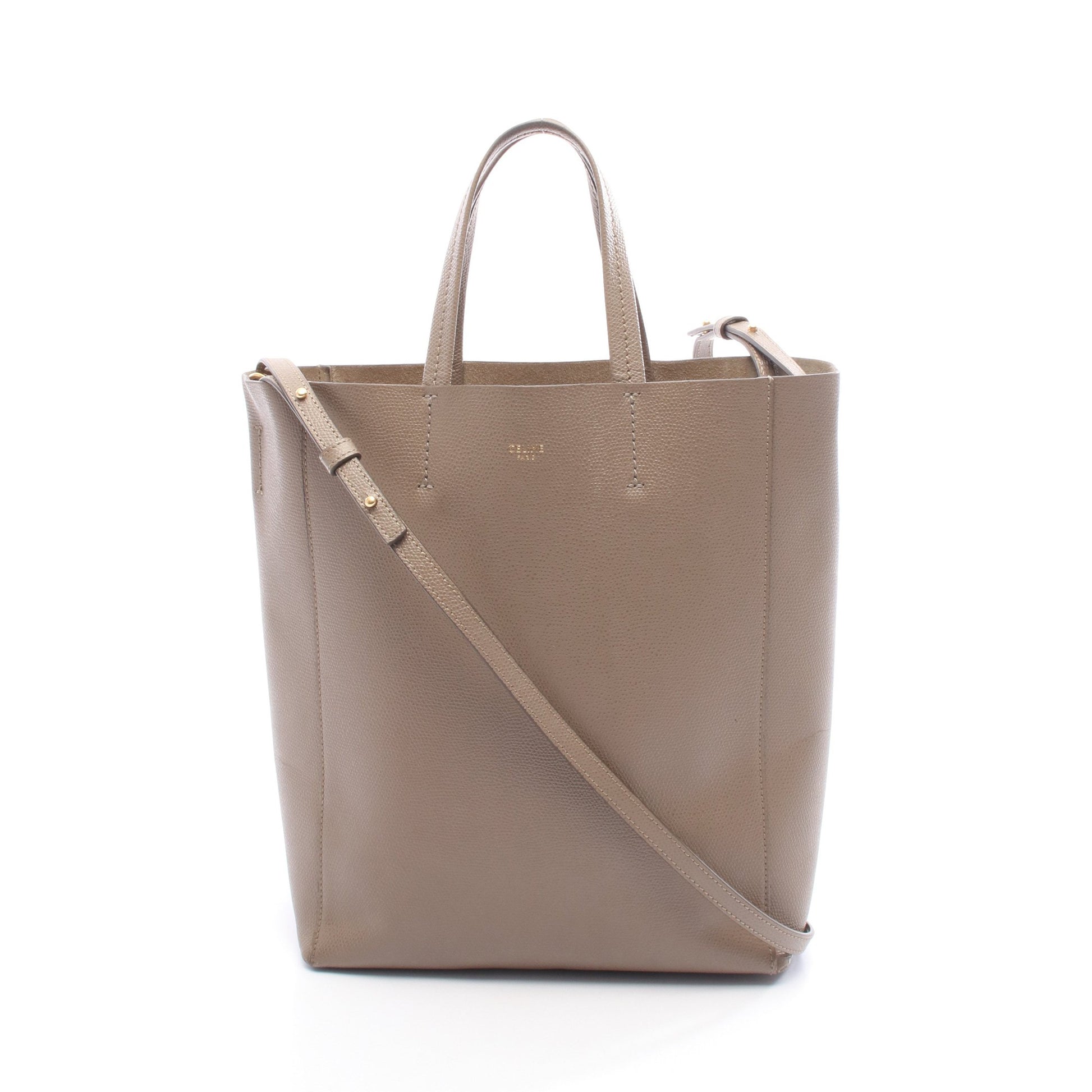 バーティカル スモール カバ ハンドバッグ トートバッグ レザー グレーブラウン 2WAY セリーヌ バッグ CELINE
