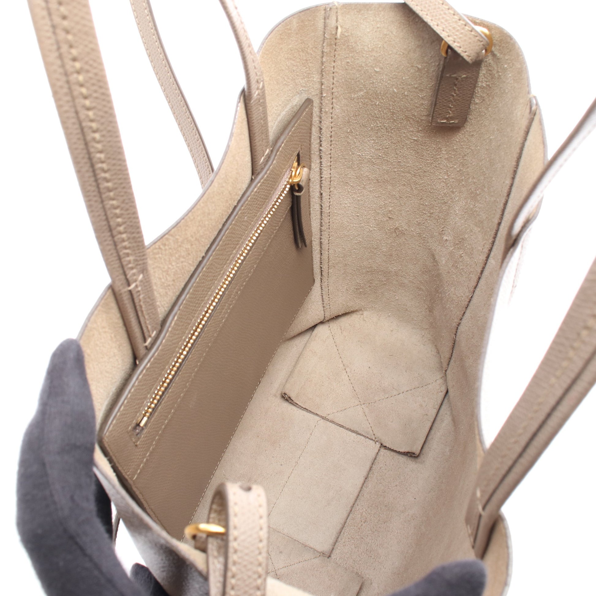 バーティカル スモール カバ ハンドバッグ トートバッグ レザー グレーブラウン 2WAY セリーヌ バッグ CELINE
