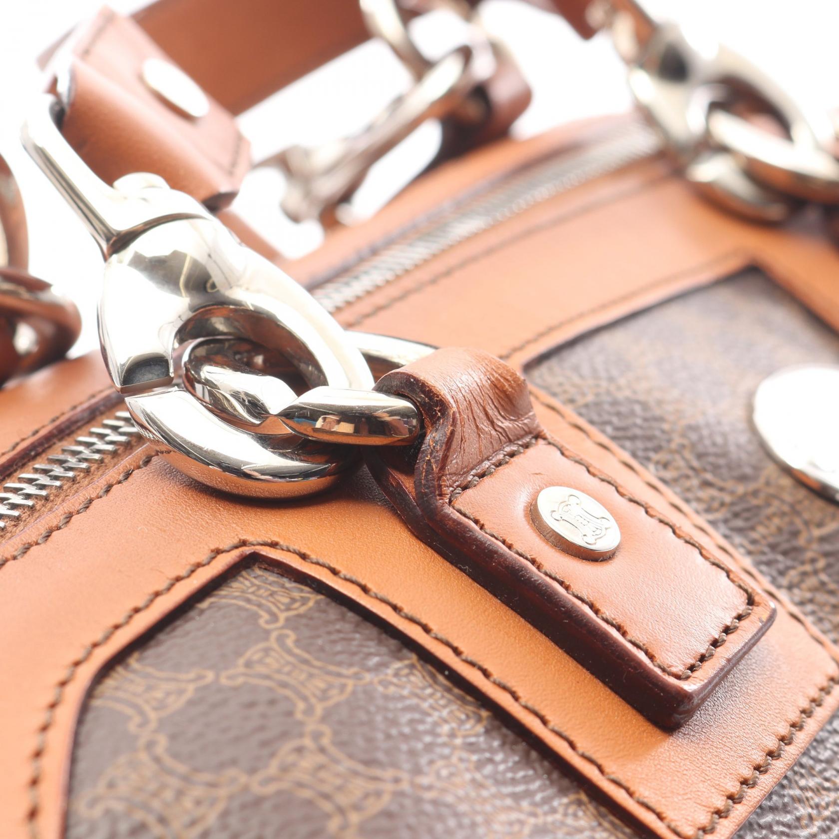 マカダム ハンドバッグ PVC レザー ブラウン ダークブラウン セリーヌ