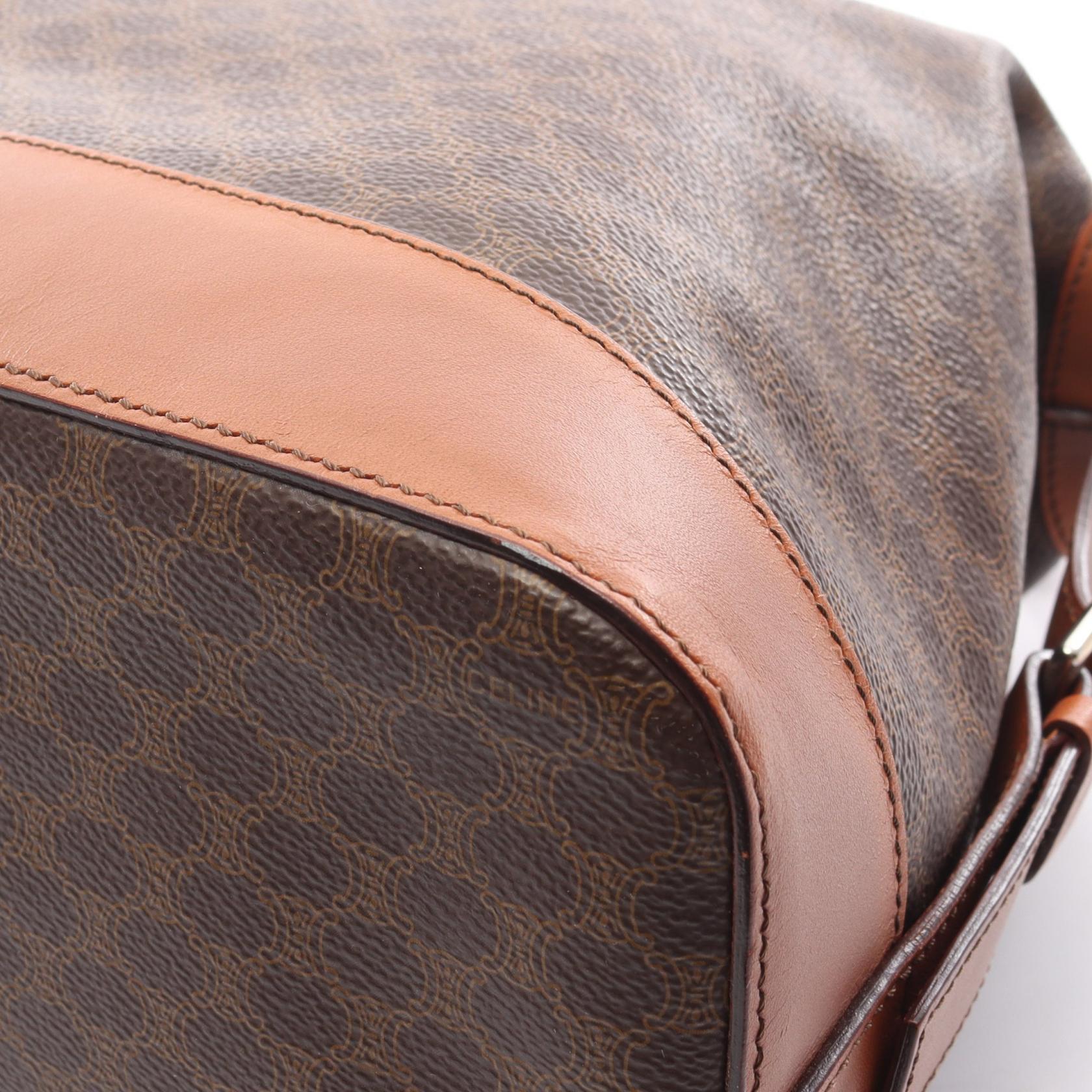 マカダム ハンドバッグ PVC レザー ブラウン ダークブラウン セリーヌ