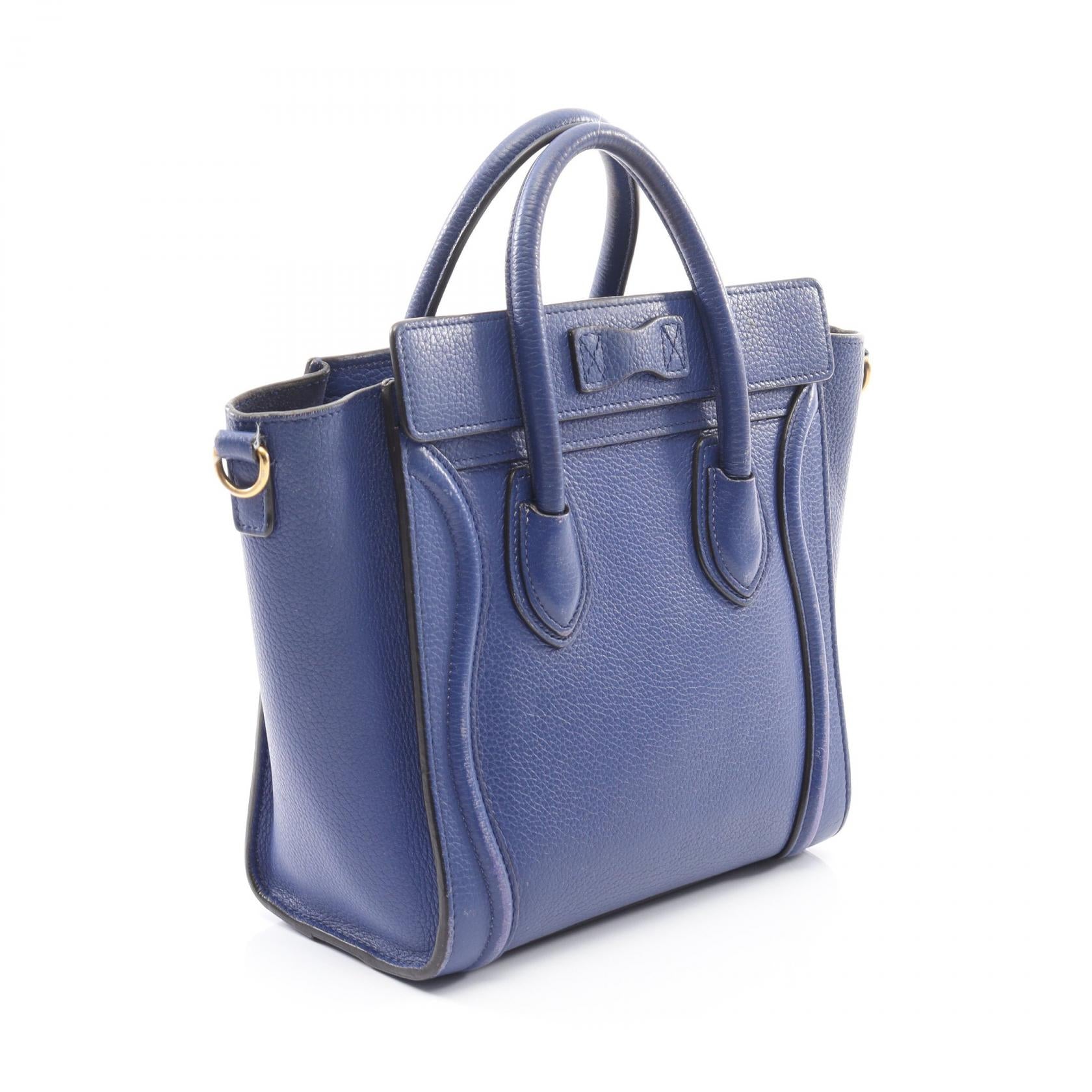 ラゲージ ナノショッパー ハンドバッグ レザー ブルー 2WAY セリーヌ