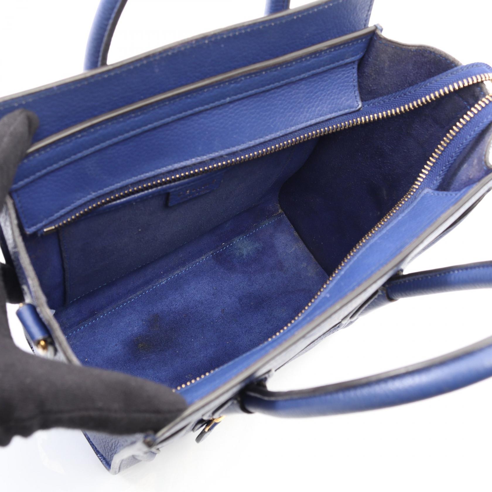 ラゲージ ナノショッパー ハンドバッグ レザー ブルー 2WAY セリーヌ