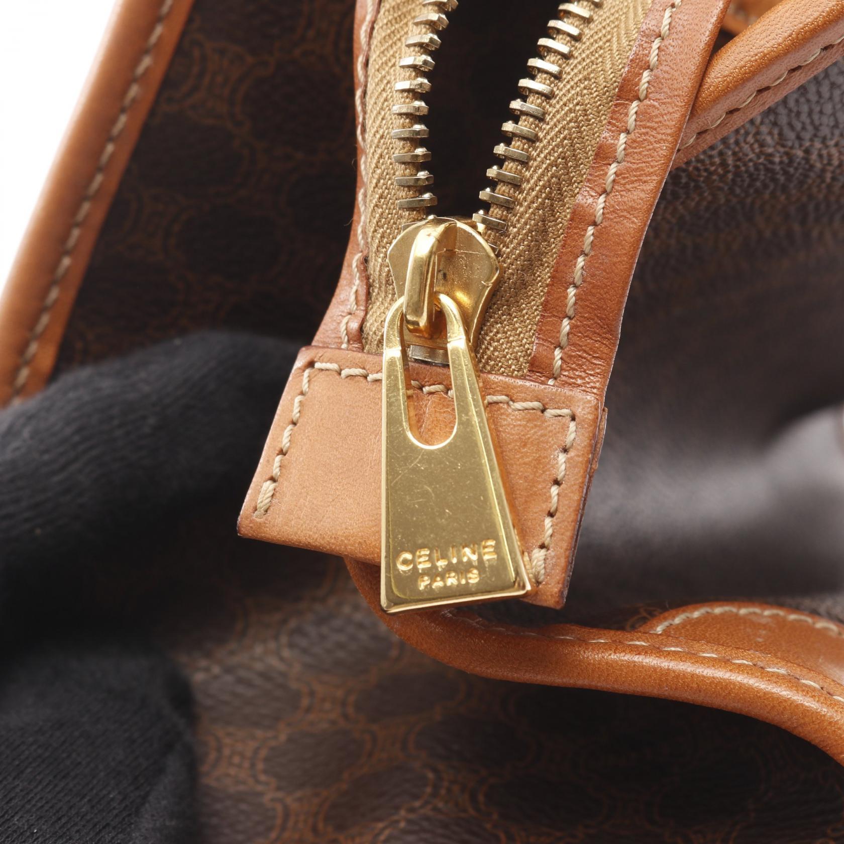 マカダム ハンドバッグ トートバッグ PVC レザー ブラウン ダーク