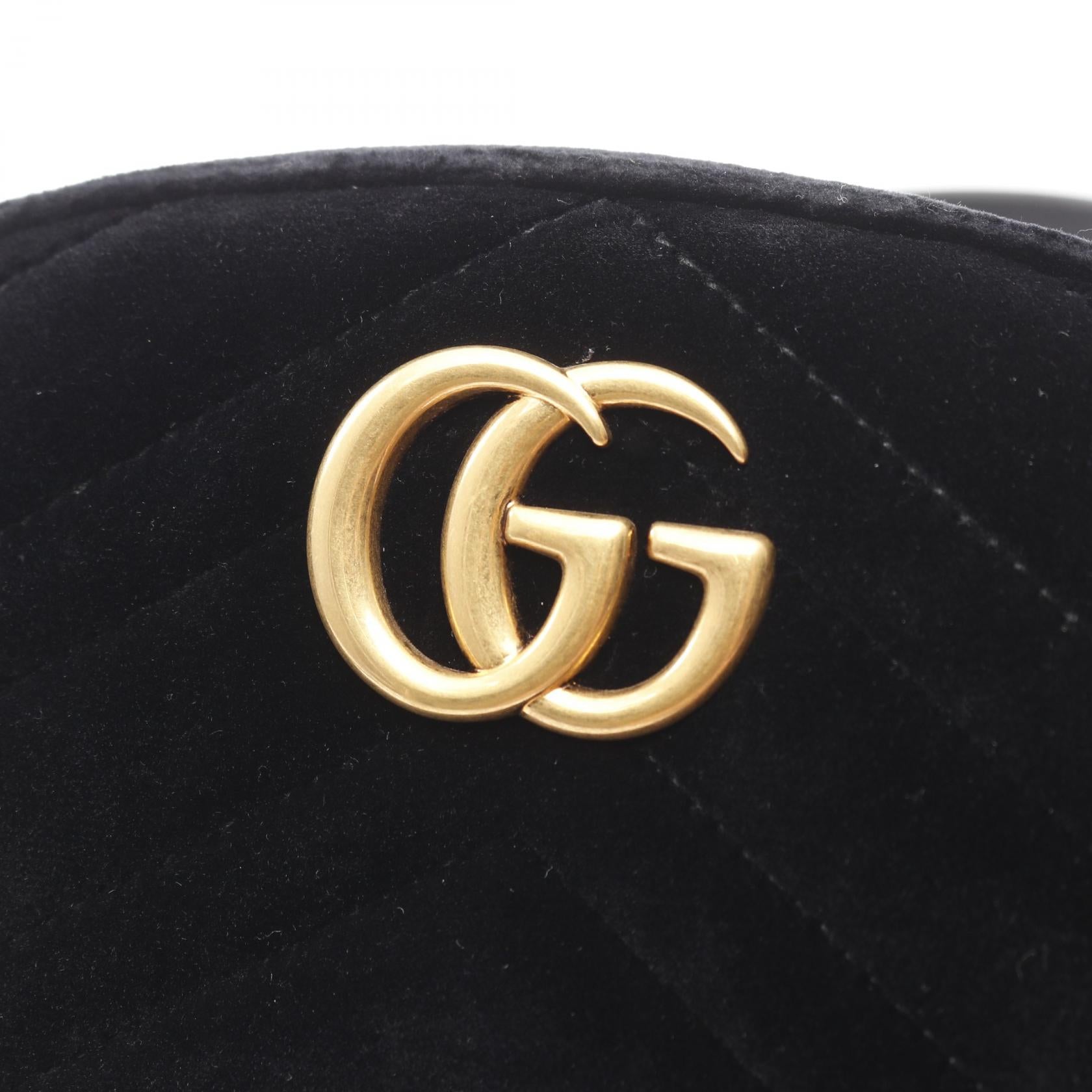 GGマーモント ウエストバッグ ボディバッグ ベロア レザー ブラック