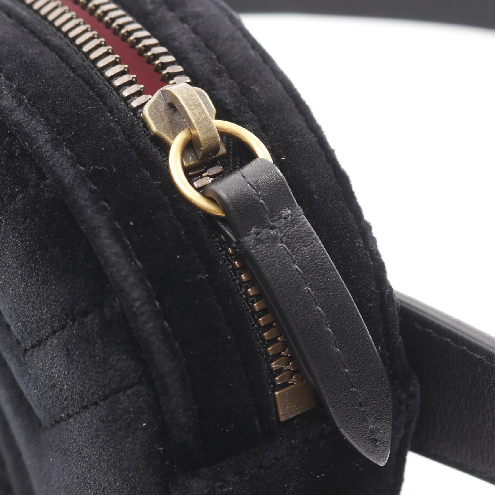 GGマーモント ウエストバッグ ボディバッグ ベロア レザー ブラック