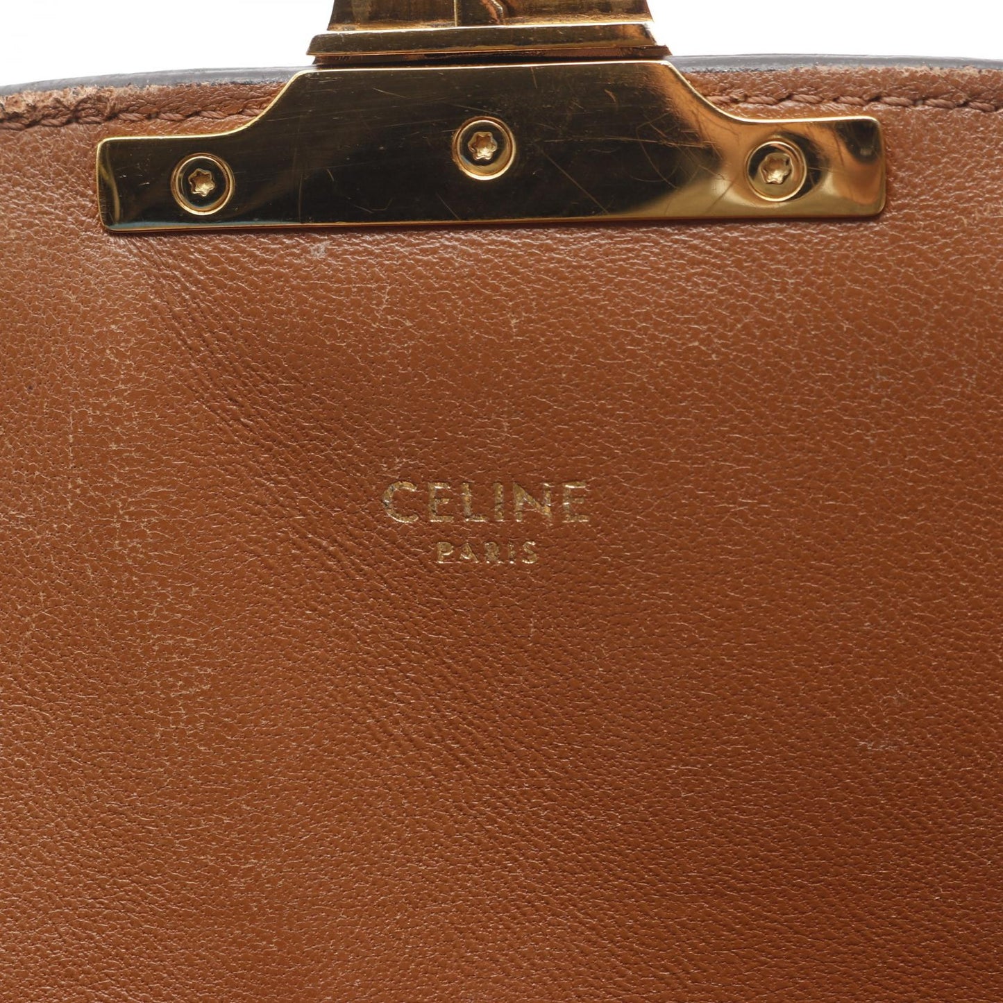 クラシック トリオンフ ショルダーバッグ PVC レザー ダークブラウン ライトブラウン セリーヌ バッグ CELINE