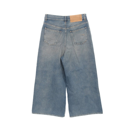 ドローストリング デニムパンツ ワイドパンツ デニム ブルー ダメージ加工 エムエムシックスメゾンマルジェラ ボトムス MM6 MAISON MARGIELA