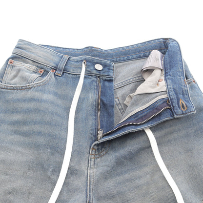 ドローストリング デニムパンツ ワイドパンツ デニム ブルー ダメージ加工 エムエムシックスメゾンマルジェラ ボトムス MM6 MAISON MARGIELA