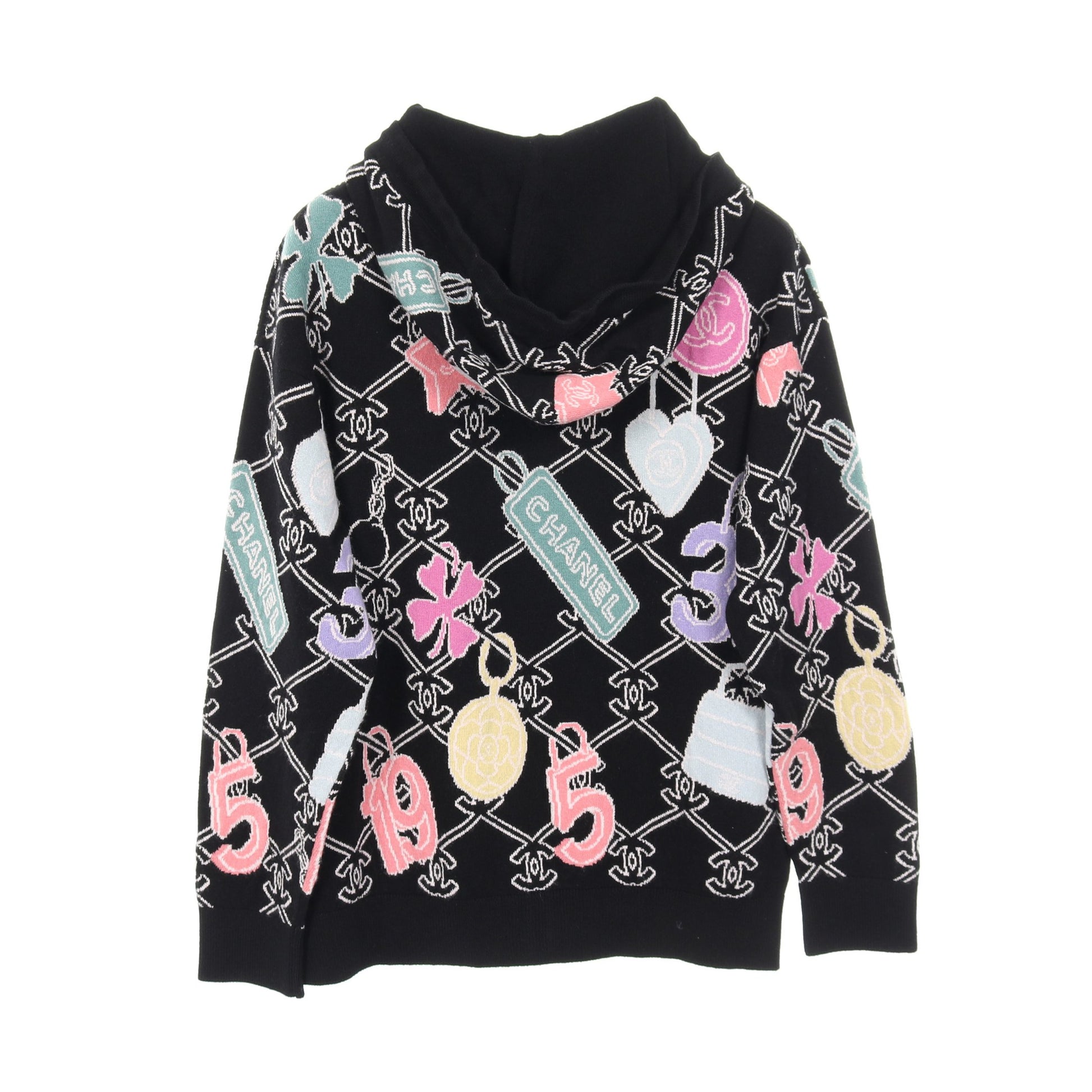 ココマーク ニット ジップアップパーカー カシミヤ ブラック マルチカラー シャネル トップス CHANEL