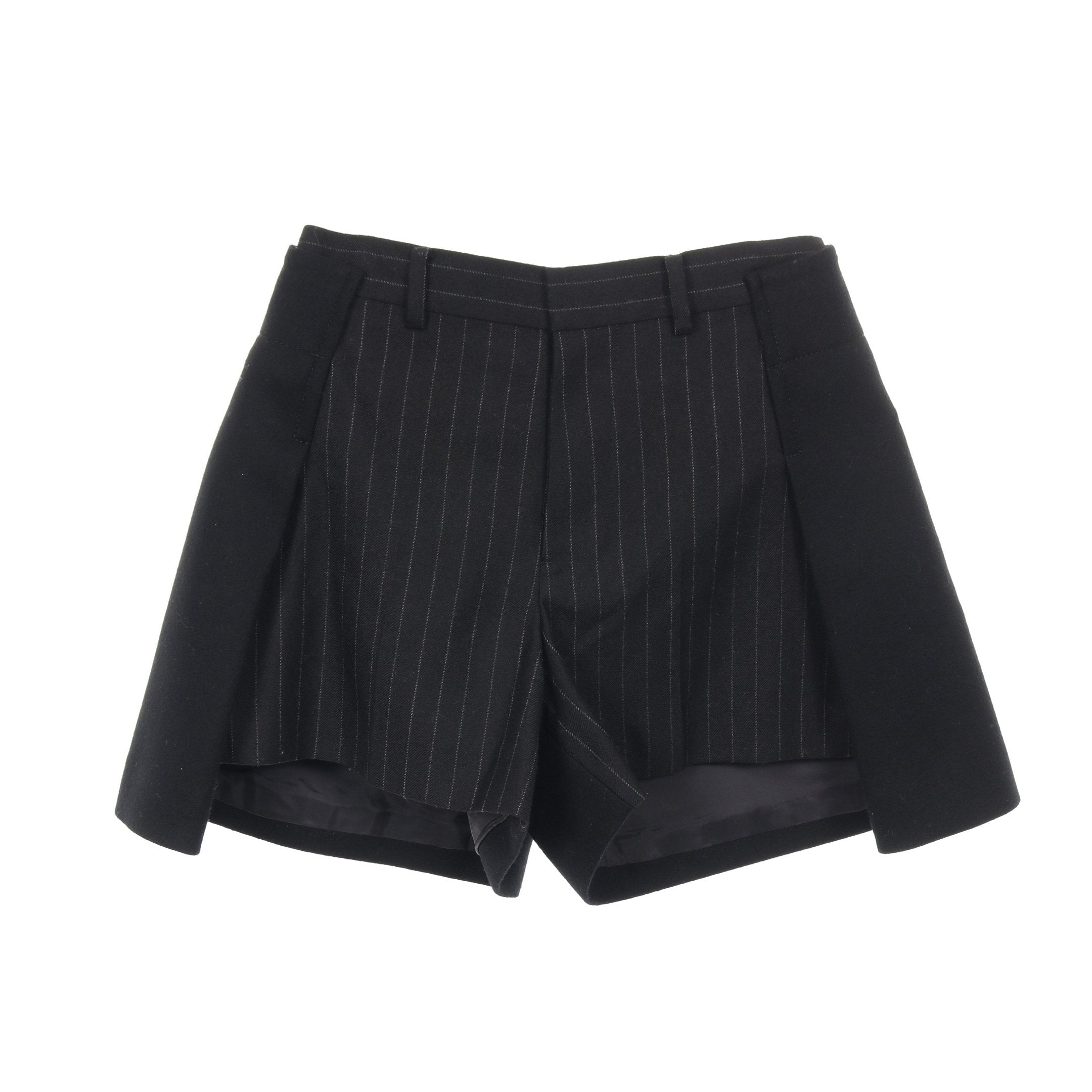 sacai ハーフパンツ ショートパンツ プリーツ　ドッキング　ストライプ　2 ショート パンツ ストライプ ウール ブラック サカイ – RECLO