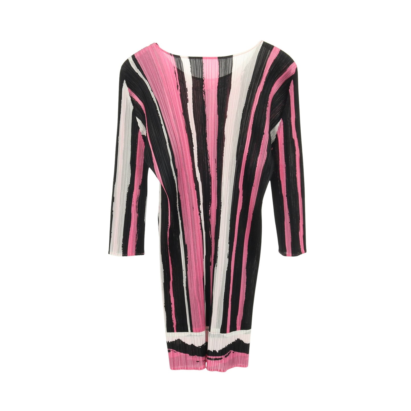 プリーツ チュニック ストライプ ピンク ブラック ホワイト プリーツプリーズ トップス PLEATS PLEASE