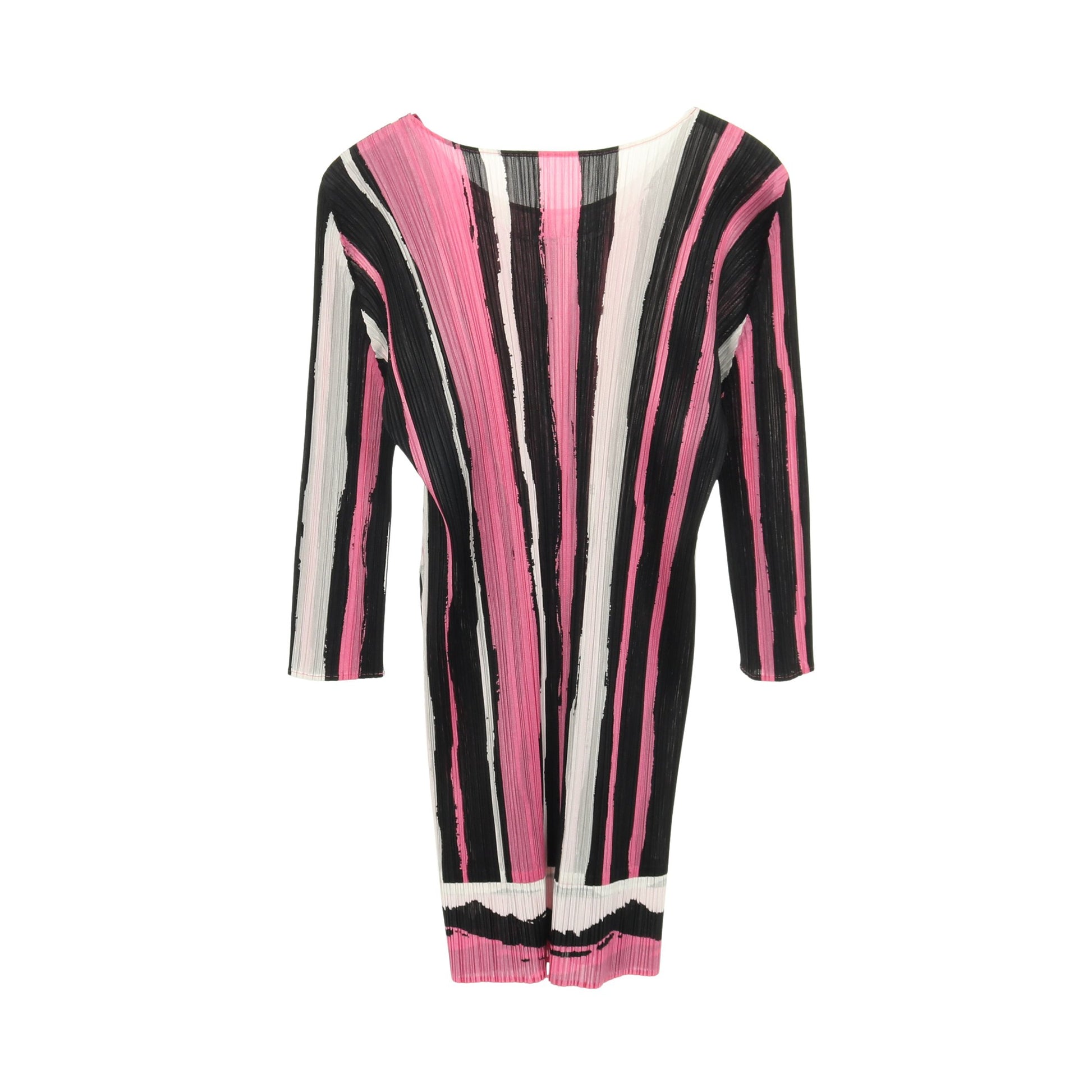 プリーツ チュニック ストライプ ピンク ブラック ホワイト プリーツプリーズ トップス PLEATS PLEASE