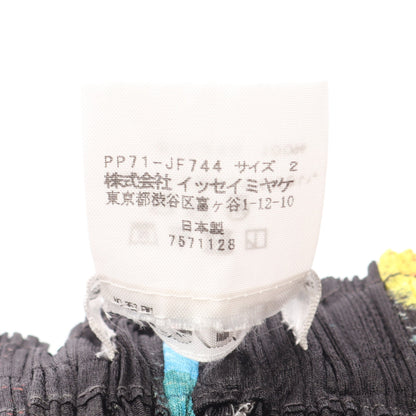 プリーツ イージーパンツ 総柄 ブラック マルチカラー プリーツプリーズ ボトムス PLEATS PLEASE