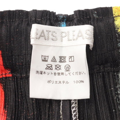 プリーツ イージーパンツ 総柄 ブラック マルチカラー プリーツプリーズ ボトムス PLEATS PLEASE