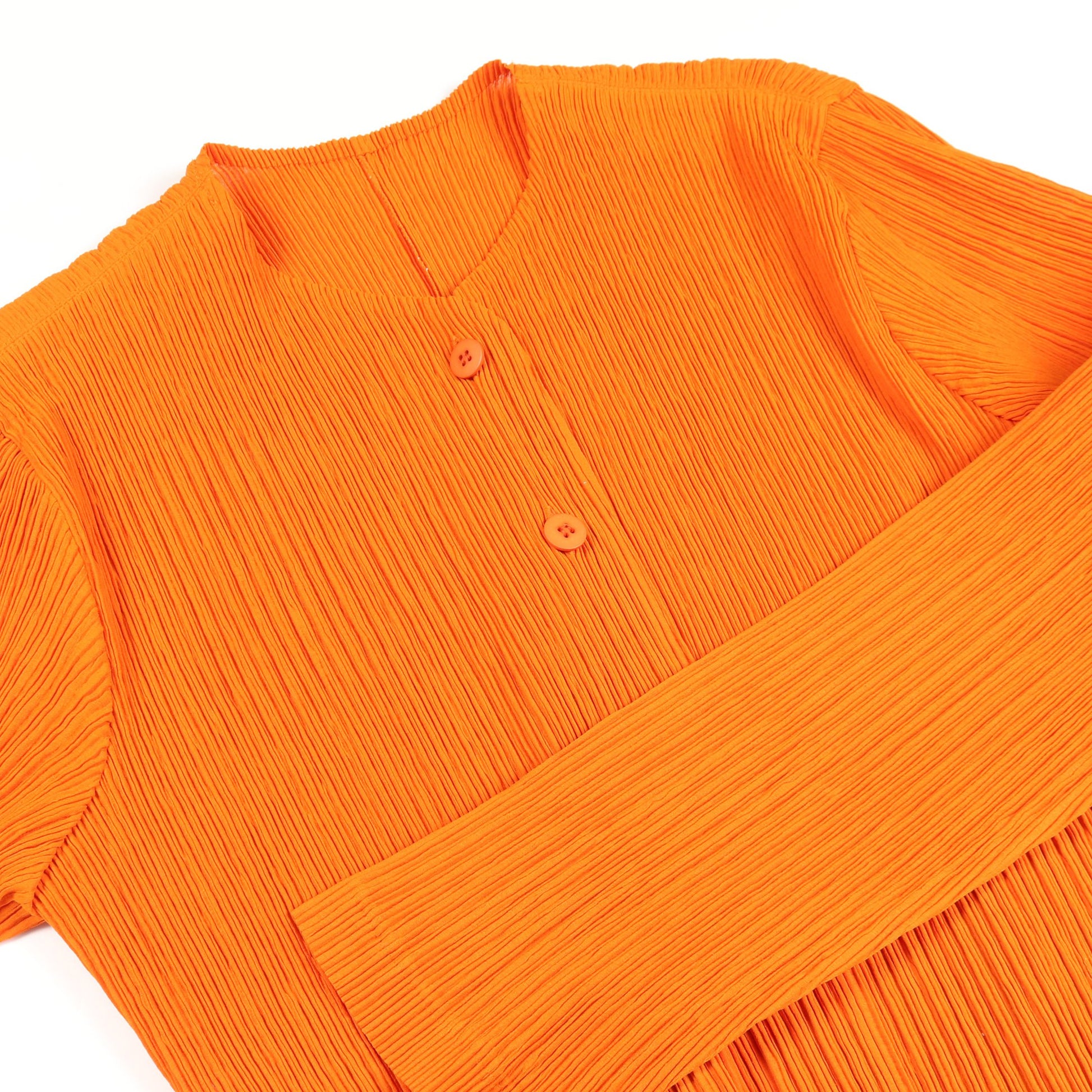 プリーツ ノーカラージャケット オレンジブラウン イッセイミヤケ アウター ISSEY MIYAKE