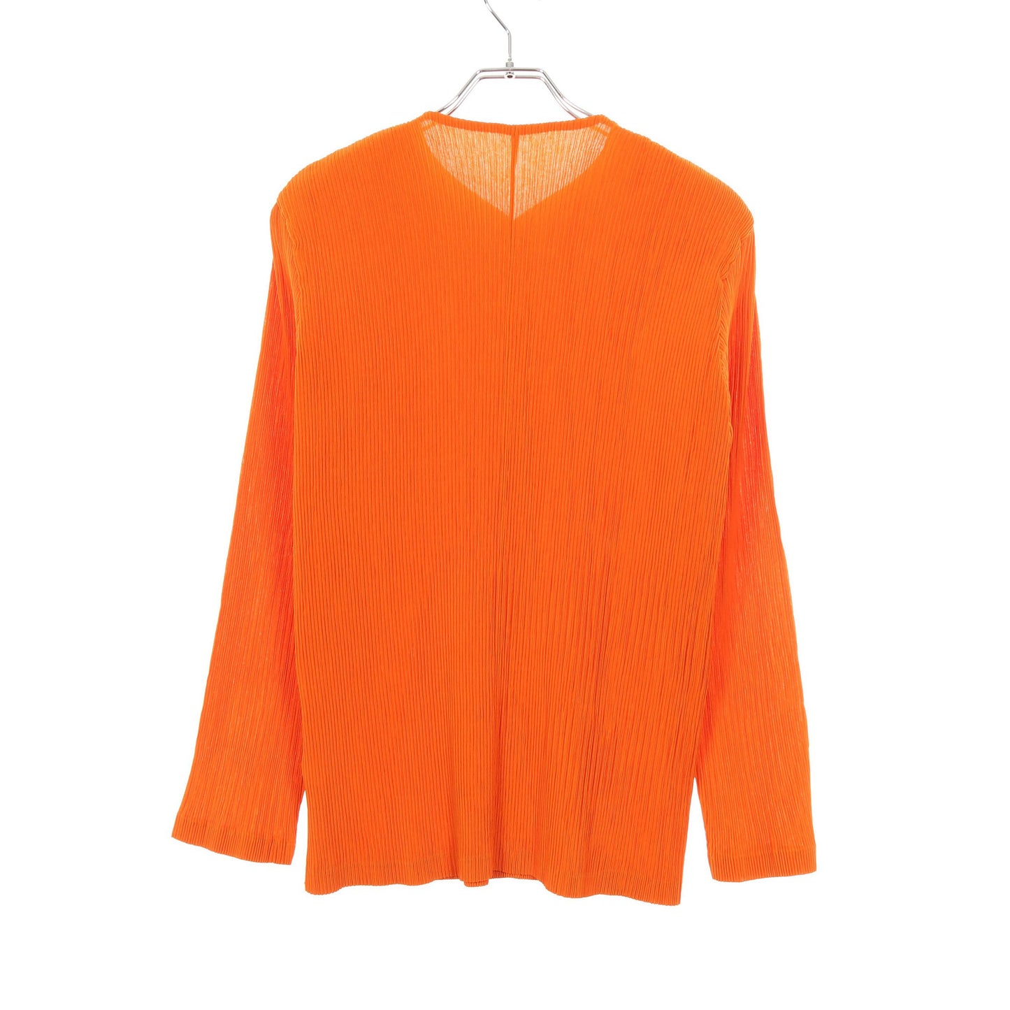プリーツ ノーカラージャケット オレンジブラウン イッセイミヤケ アウター ISSEY MIYAKE