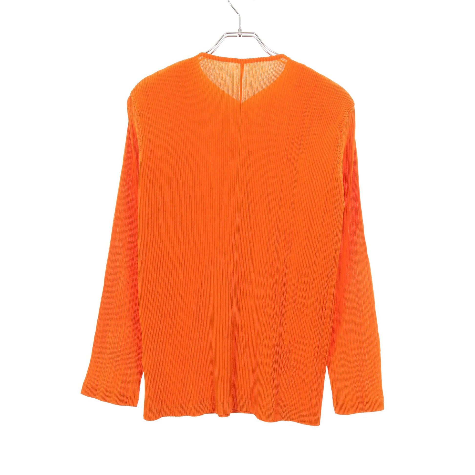 プリーツ ノーカラージャケット オレンジブラウン イッセイミヤケ アウター ISSEY MIYAKE