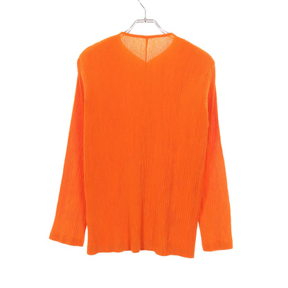 プリーツ ノーカラージャケット オレンジブラウン イッセイミヤケ アウター ISSEY MIYAKE