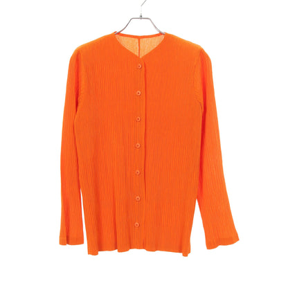 プリーツ ノーカラージャケット オレンジブラウン イッセイミヤケ アウター ISSEY MIYAKE