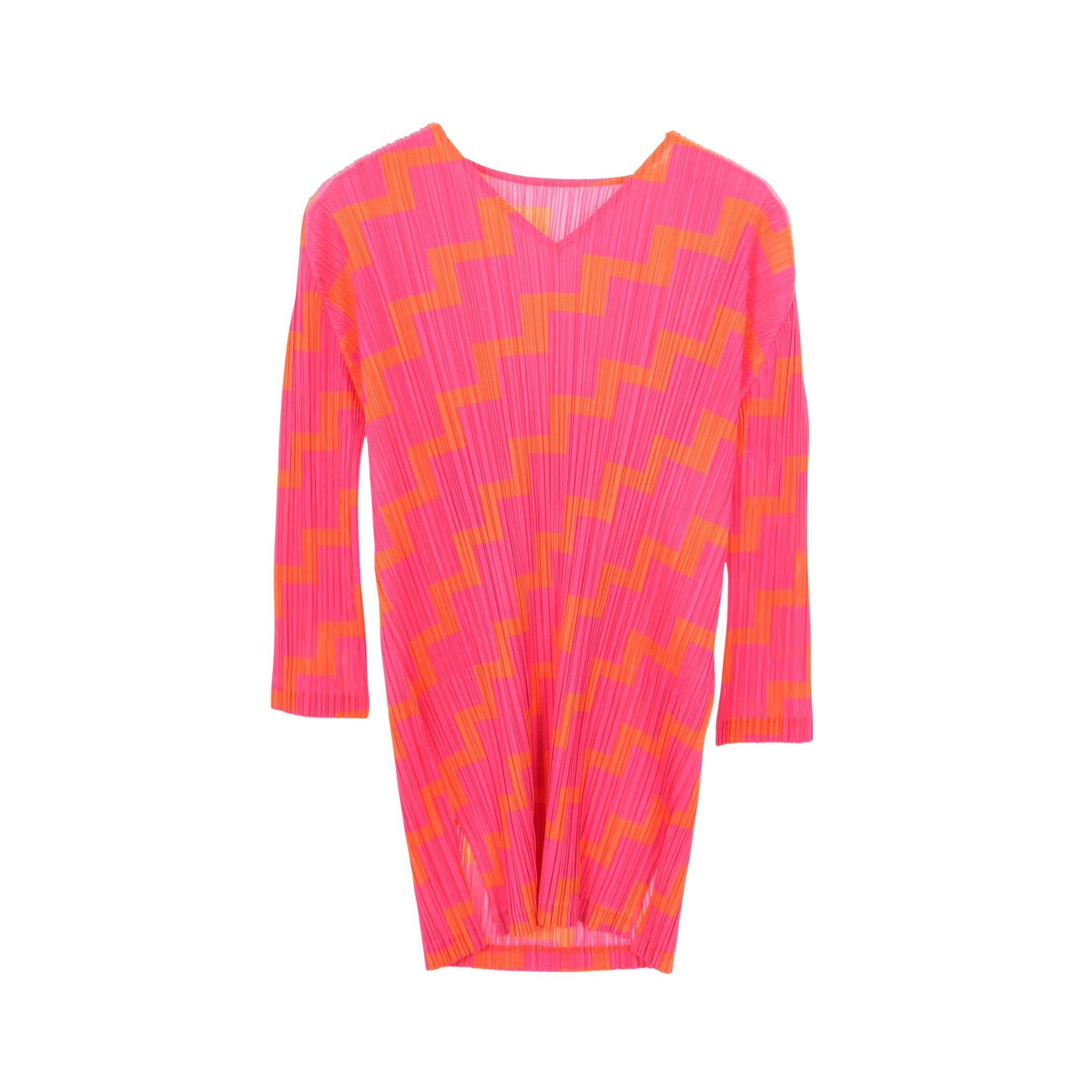 プリーツ トップス 総柄 ピンク オレンジ プリーツプリーズ – RECLO