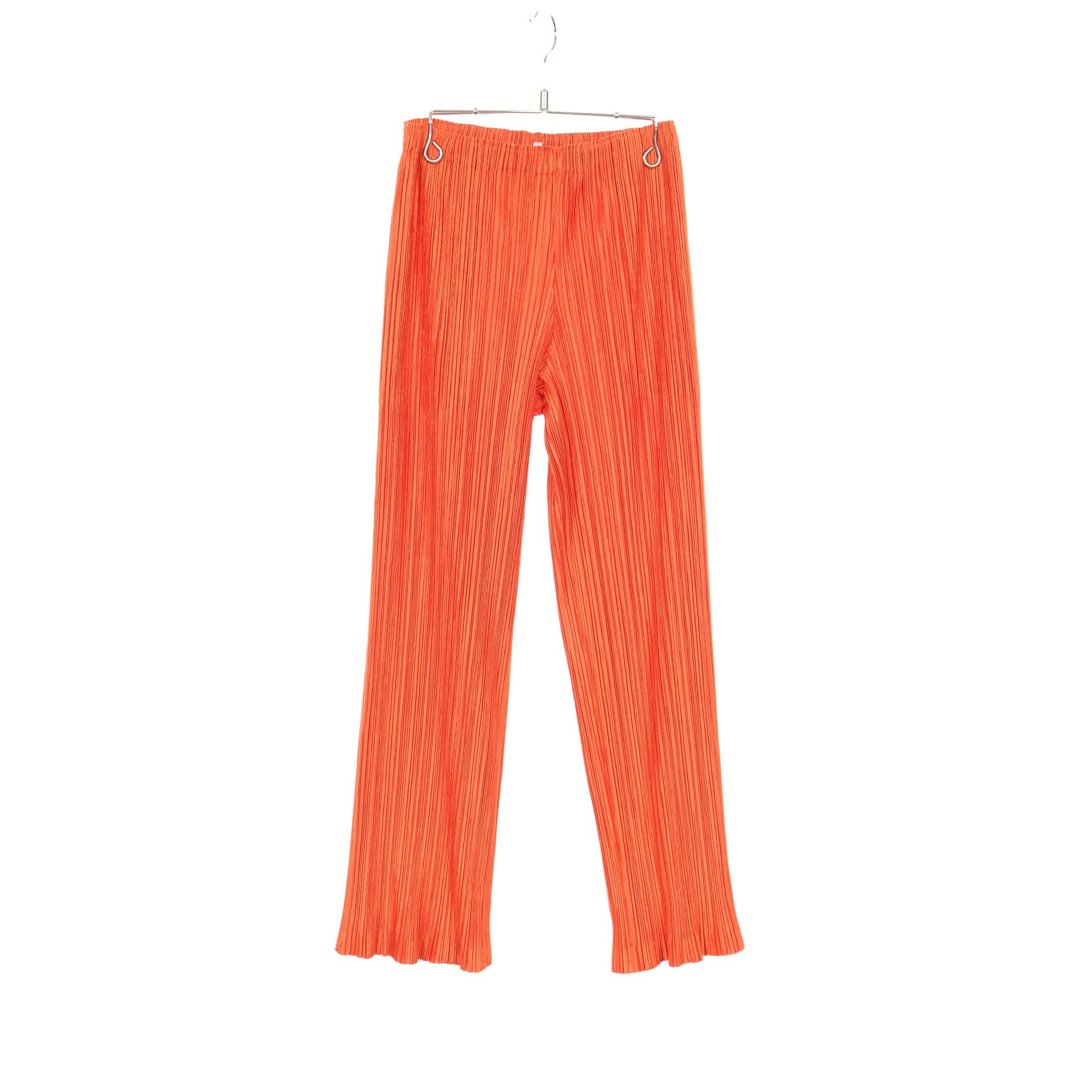プリーツプリーズ　オレンジ プリーツ フレアパンツ プリーツ イージーパンツ オレンジブラウン プリーツプリーズ – RECLO