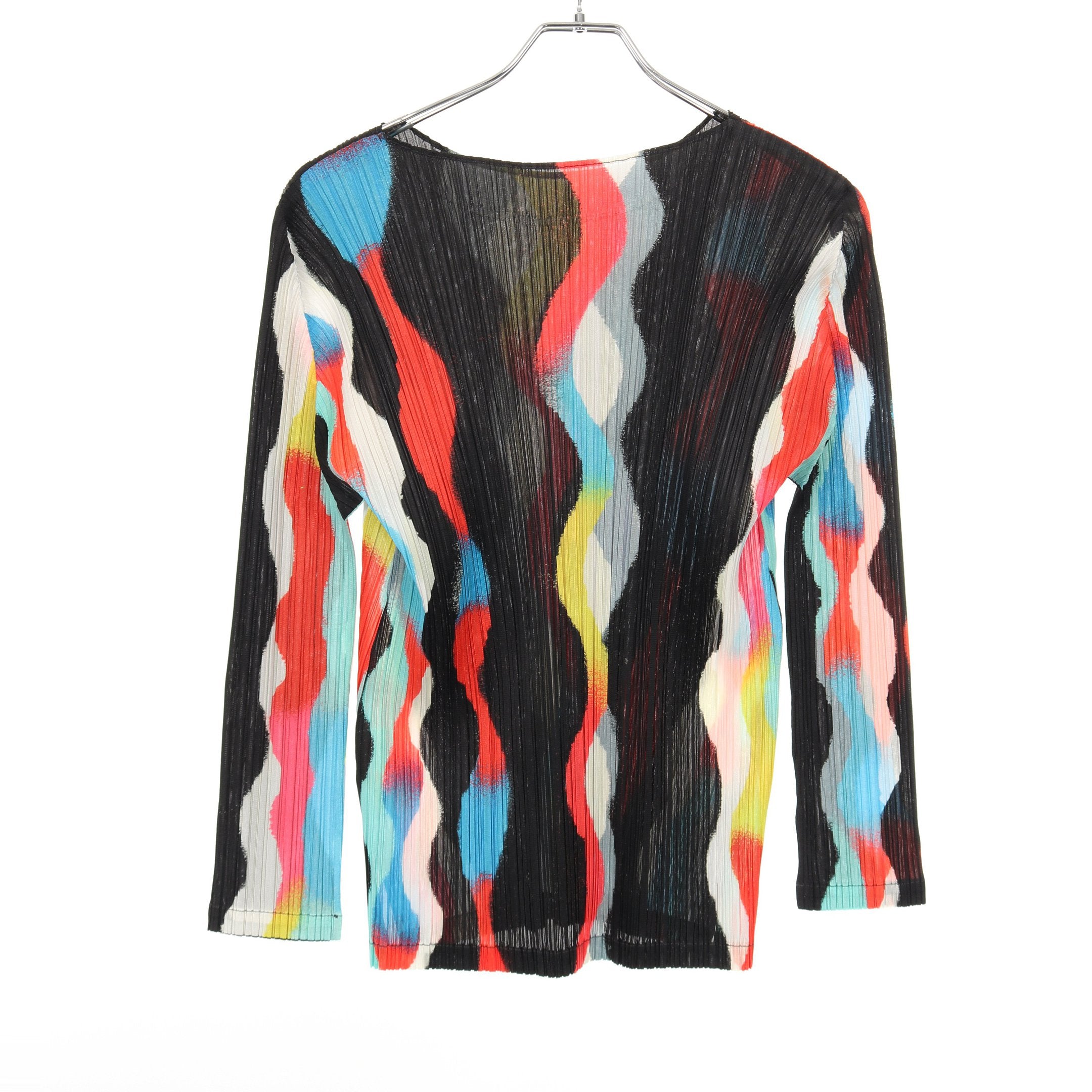 プリーツ カットソー 長袖 ブラック マルチカラー プリーツプリーズ