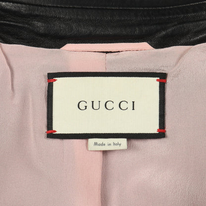 パール フリル ライダースジャケット ラムレザー ブラック グッチ アウター GUCCI
