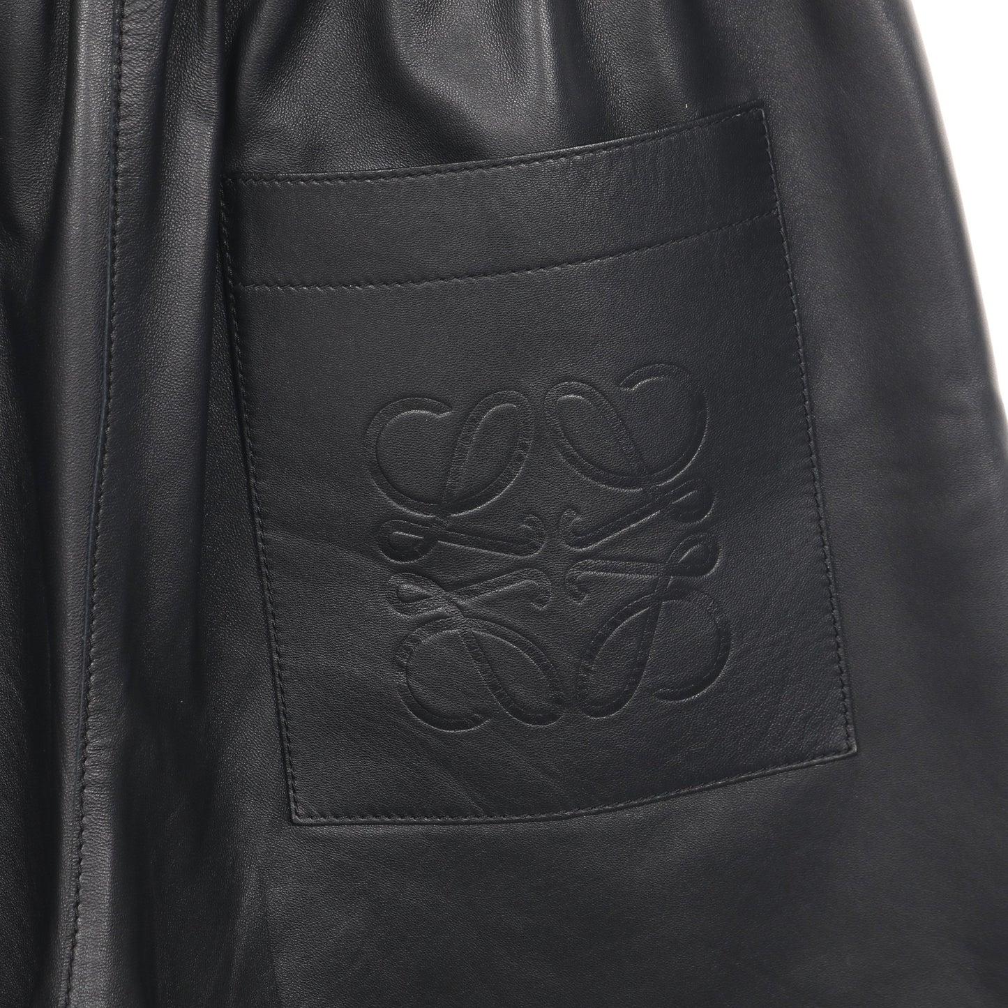 クロップド トラウザーズ パンツ レザー ブラック ロエベ ボトムス LOEWE