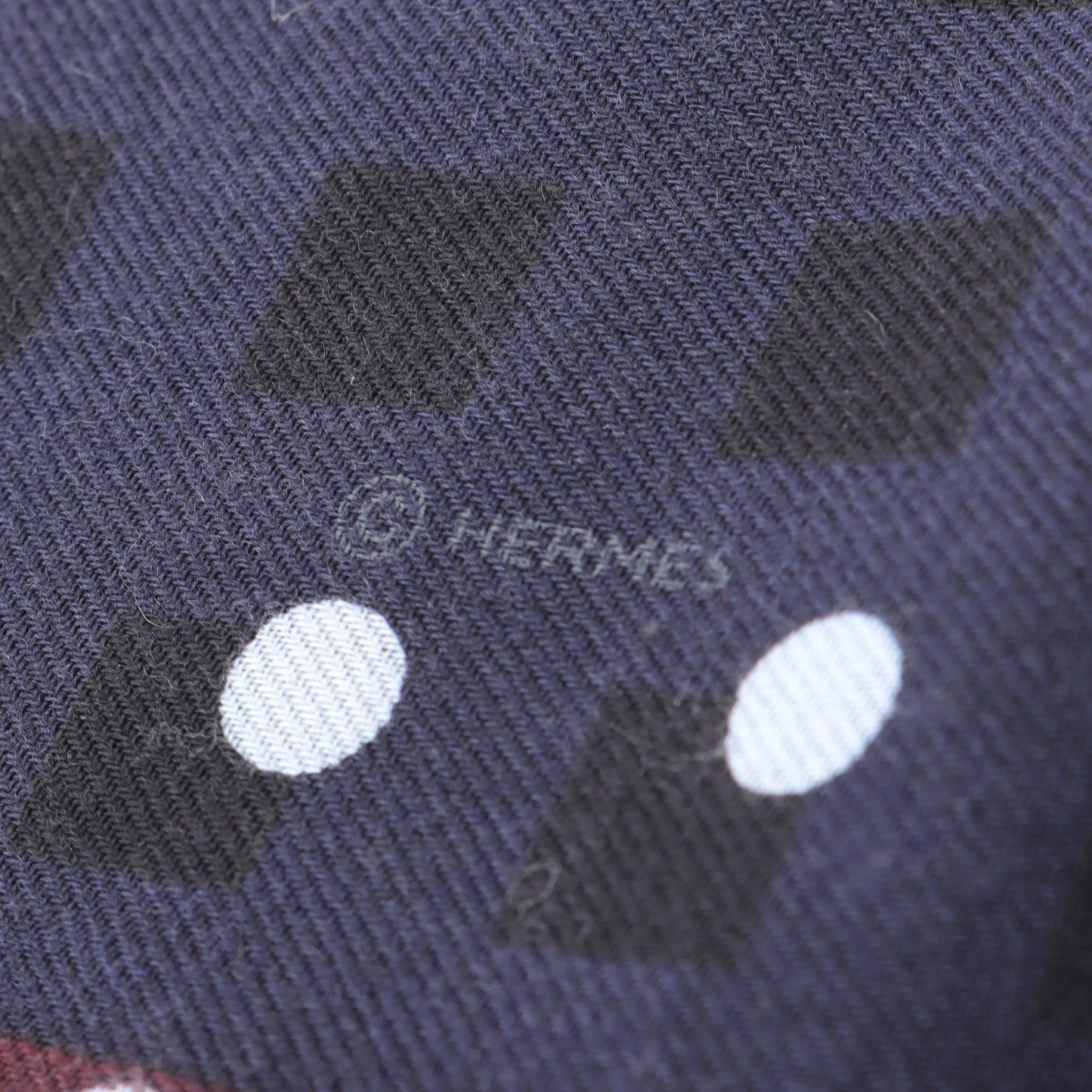 ショール ストール ドット 総柄 カシミヤ シルク ネイビー ボルドー エルメス 財布・小物 HERMES