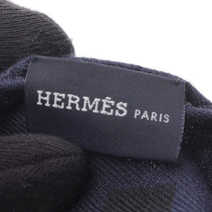 ショール ストール ドット 総柄 カシミヤ シルク ネイビー ボルドー エルメス 財布・小物 HERMES