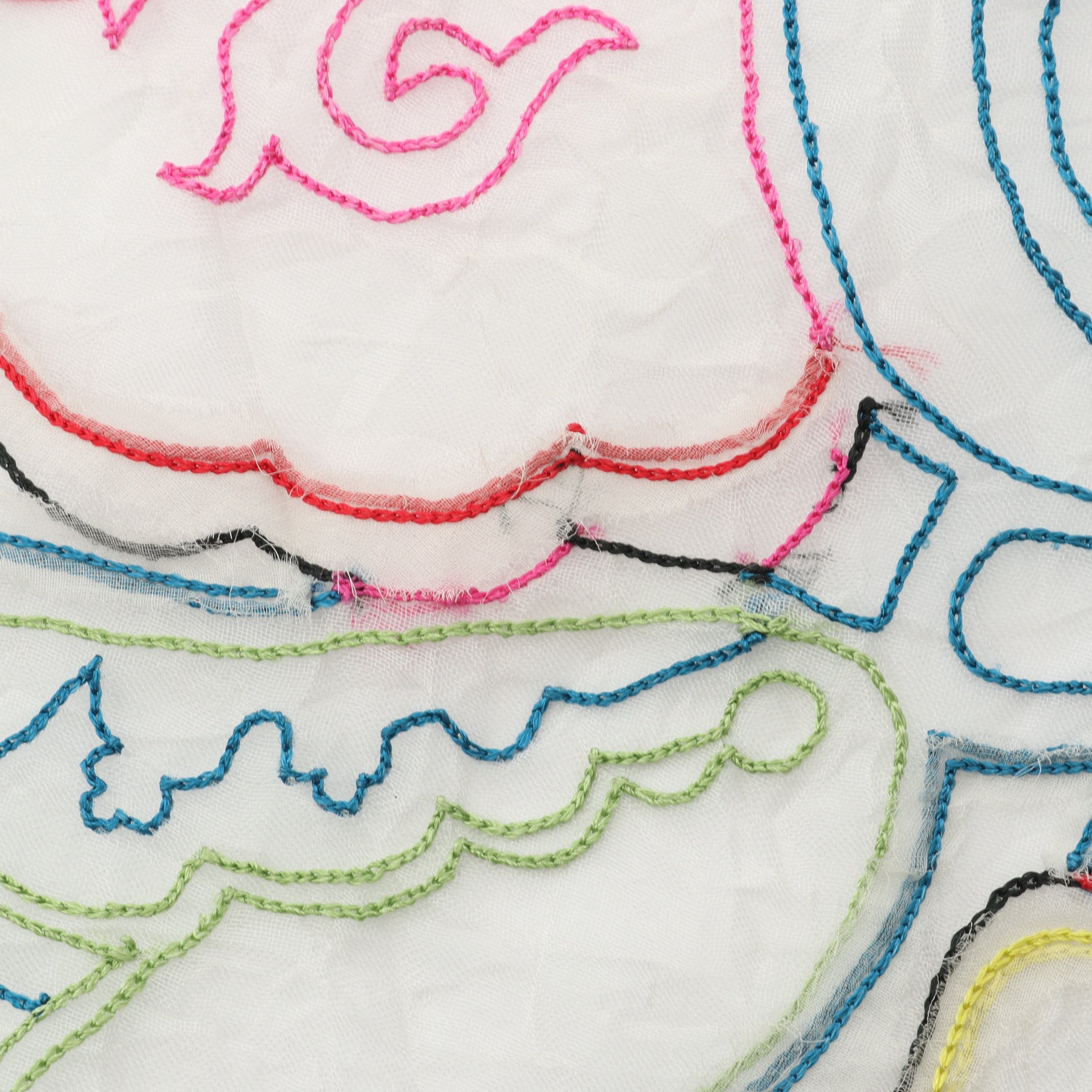 ストール 刺繍 シルク ホワイト マルチカラー エトロ – RECLO
