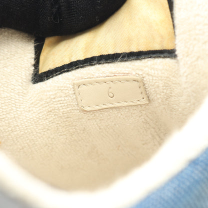 スクリーナー スニーカー デニム レザー インディゴブルー マルチカラー ヴィンテージ加工 グッチ シューズ GUCCI