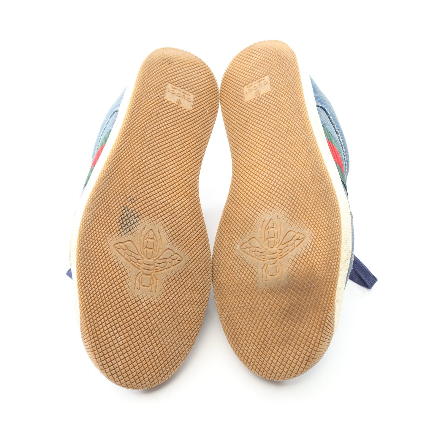 スクリーナー スニーカー デニム レザー インディゴブルー マルチカラー ヴィンテージ加工 グッチ シューズ GUCCI