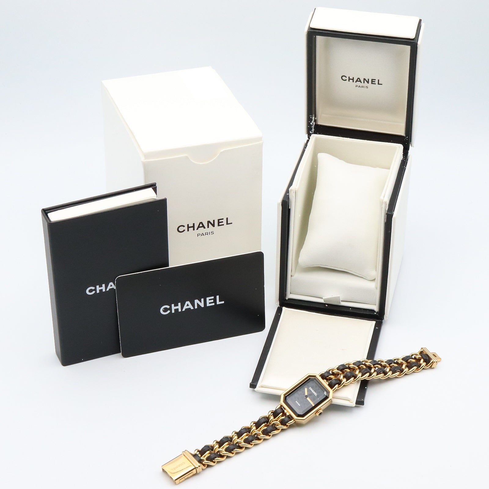シャネル CHANEL プルミエール M 腕時計 時計 GP（ゴールドメッキ） GP（ゴールドメッキ） レザーベルト レディース ブラック系 H0001 【中古】 プルミエールM レディース 腕時計 クオーツ GP（ゴールドメッキ