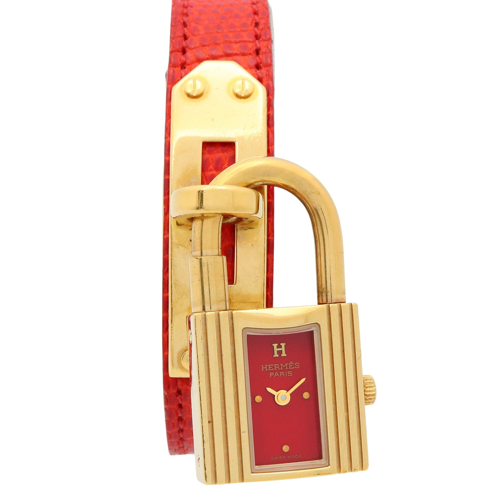 稼働品　エルメス　ケリー　ウォッチ　　赤　レッド Hermes Kelly エルメス/ケリーウォッチ/ボルドーダイヤル/Hermes/Kelly Cadenas