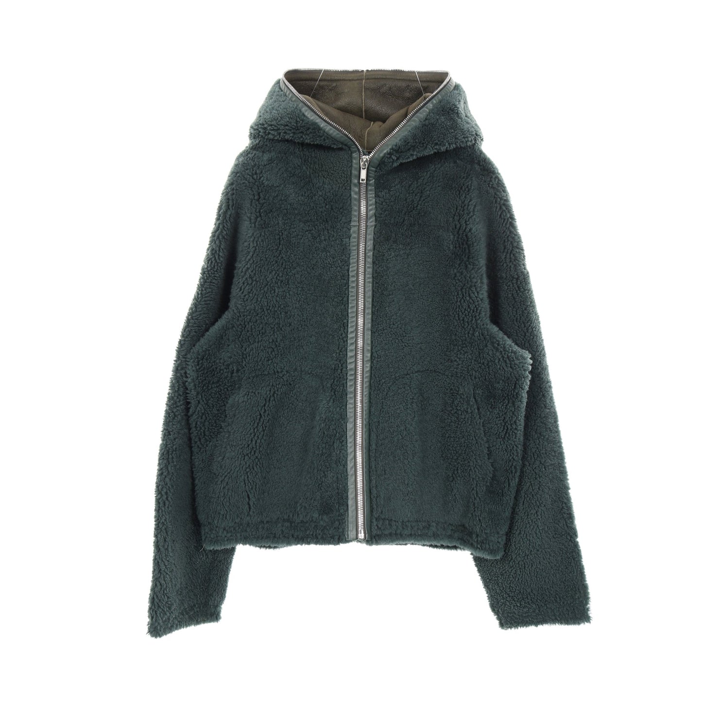 Shearling Sealed Windbreaker ファージャケット レザージャケット シアリング グリーン フード付き 22AW リックオウエンス アウター Rick Owens