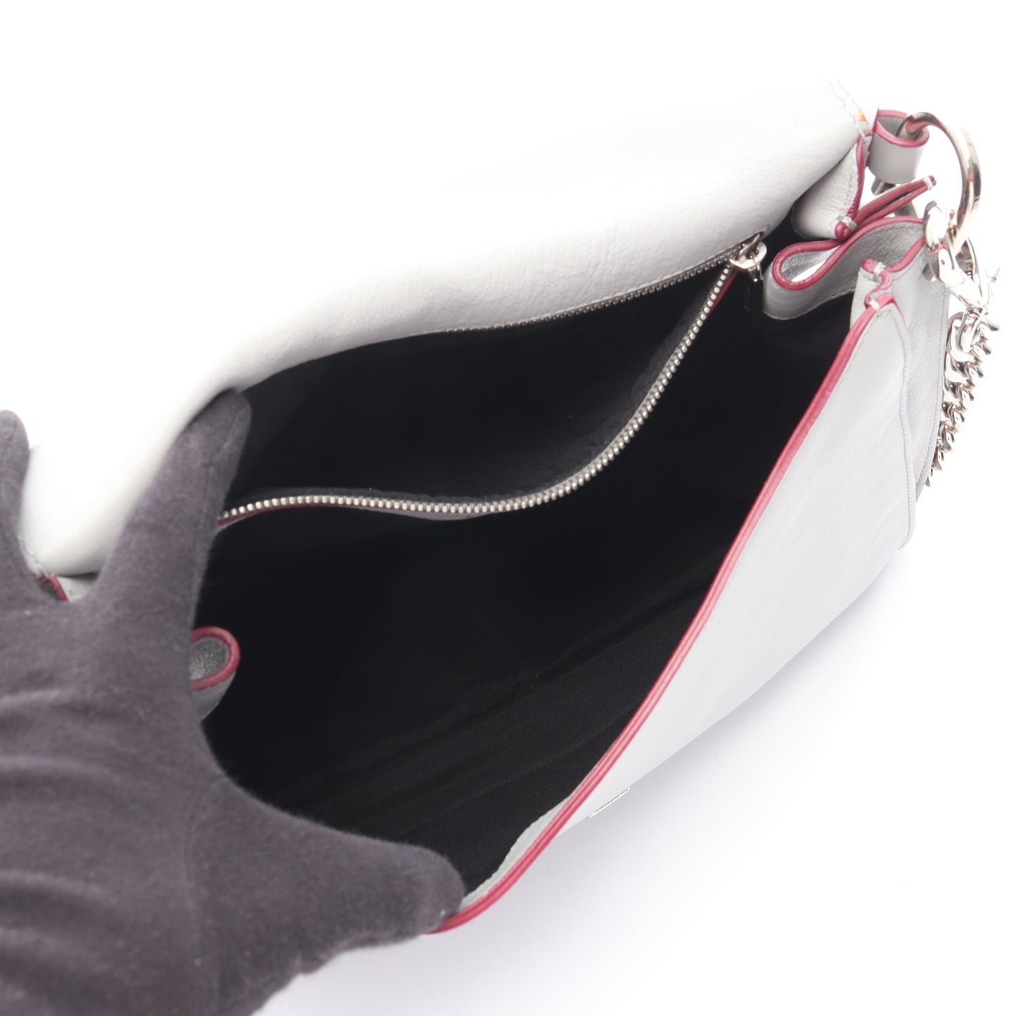 ダブルT ハンドバッグ レザー ライトグレー 2WAY トッズ バッグ TOD'S