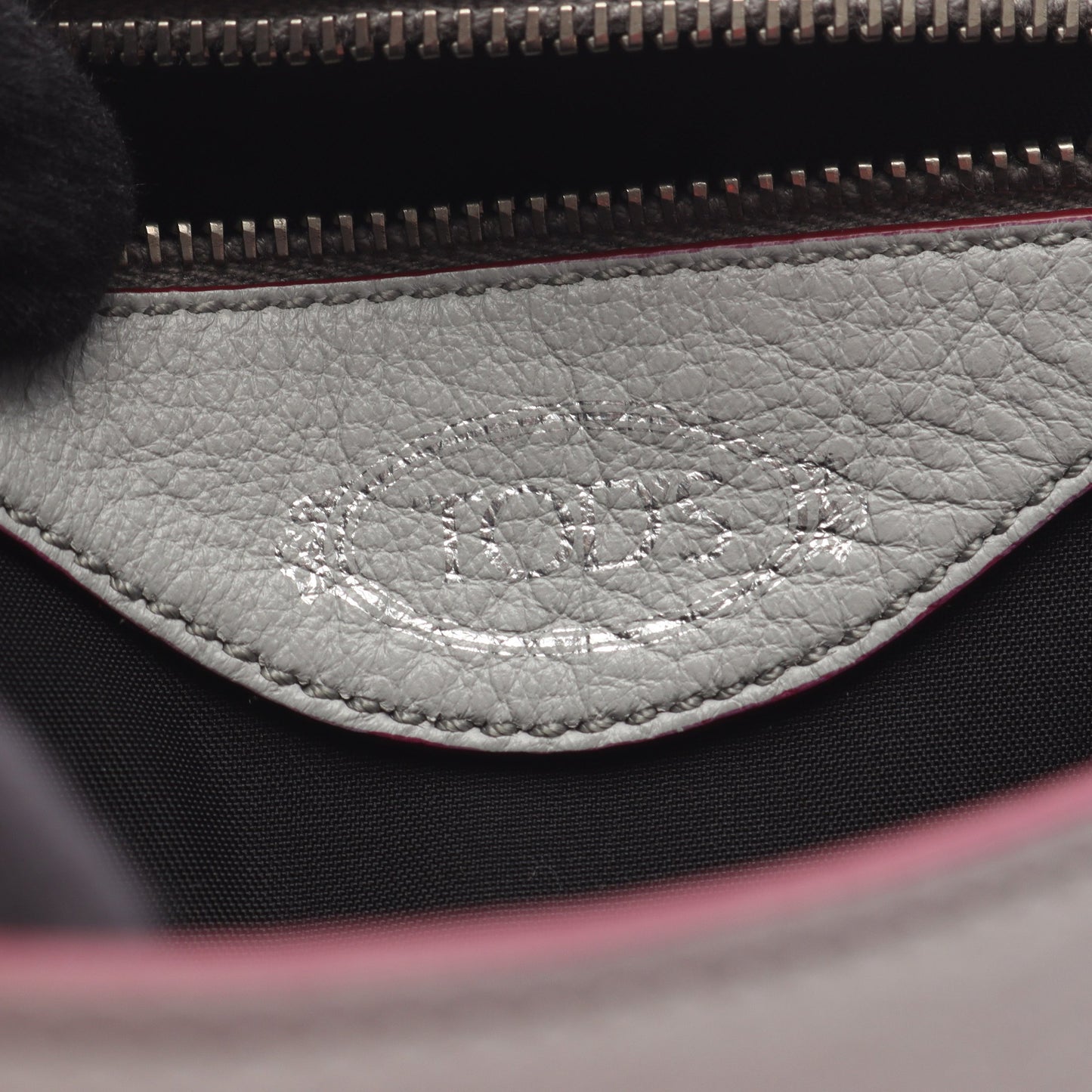 ダブルT ハンドバッグ レザー ライトグレー 2WAY トッズ バッグ TOD'S