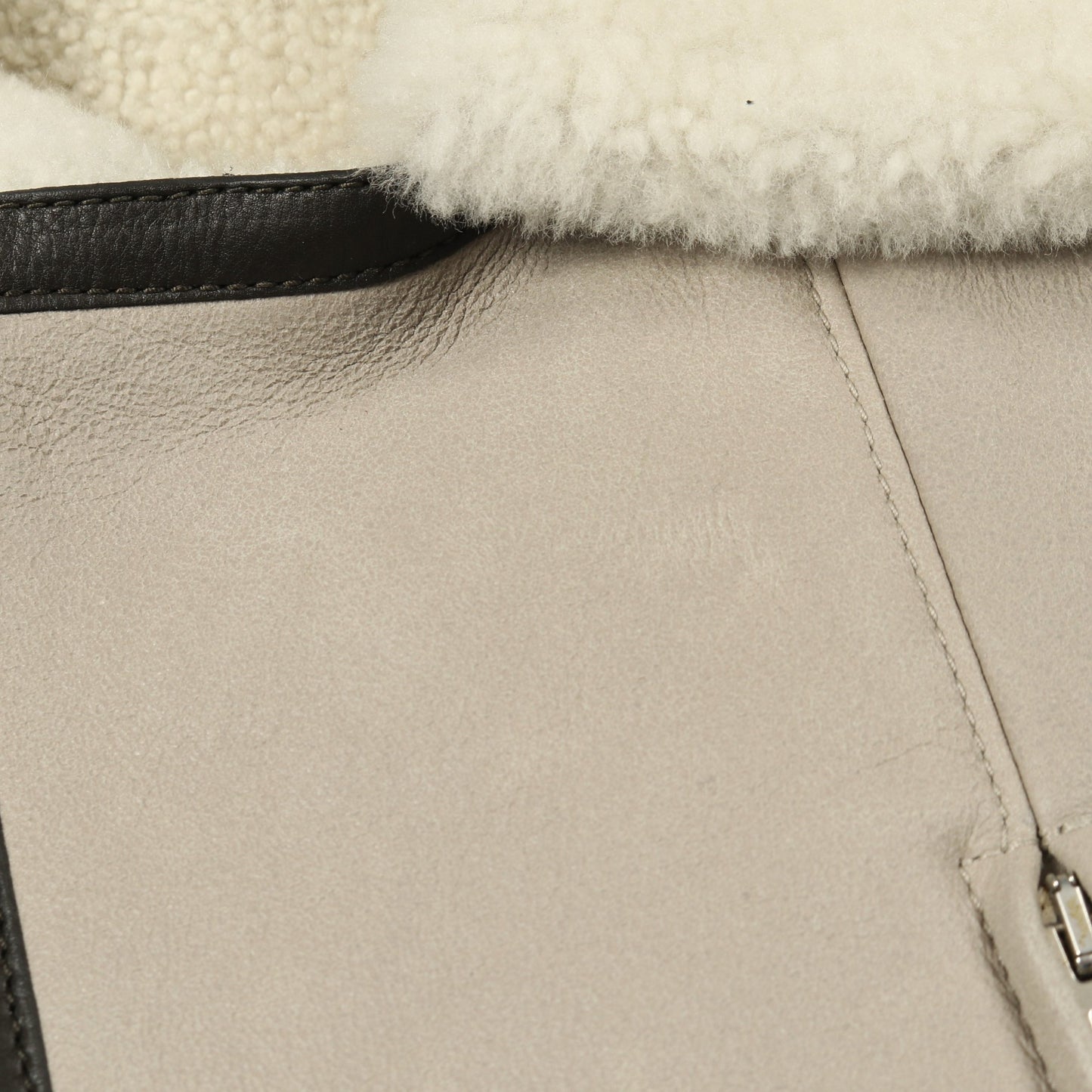 ジレ ベスト ムートン ラムレザー グレーベージュ エルメス アウター HERMES