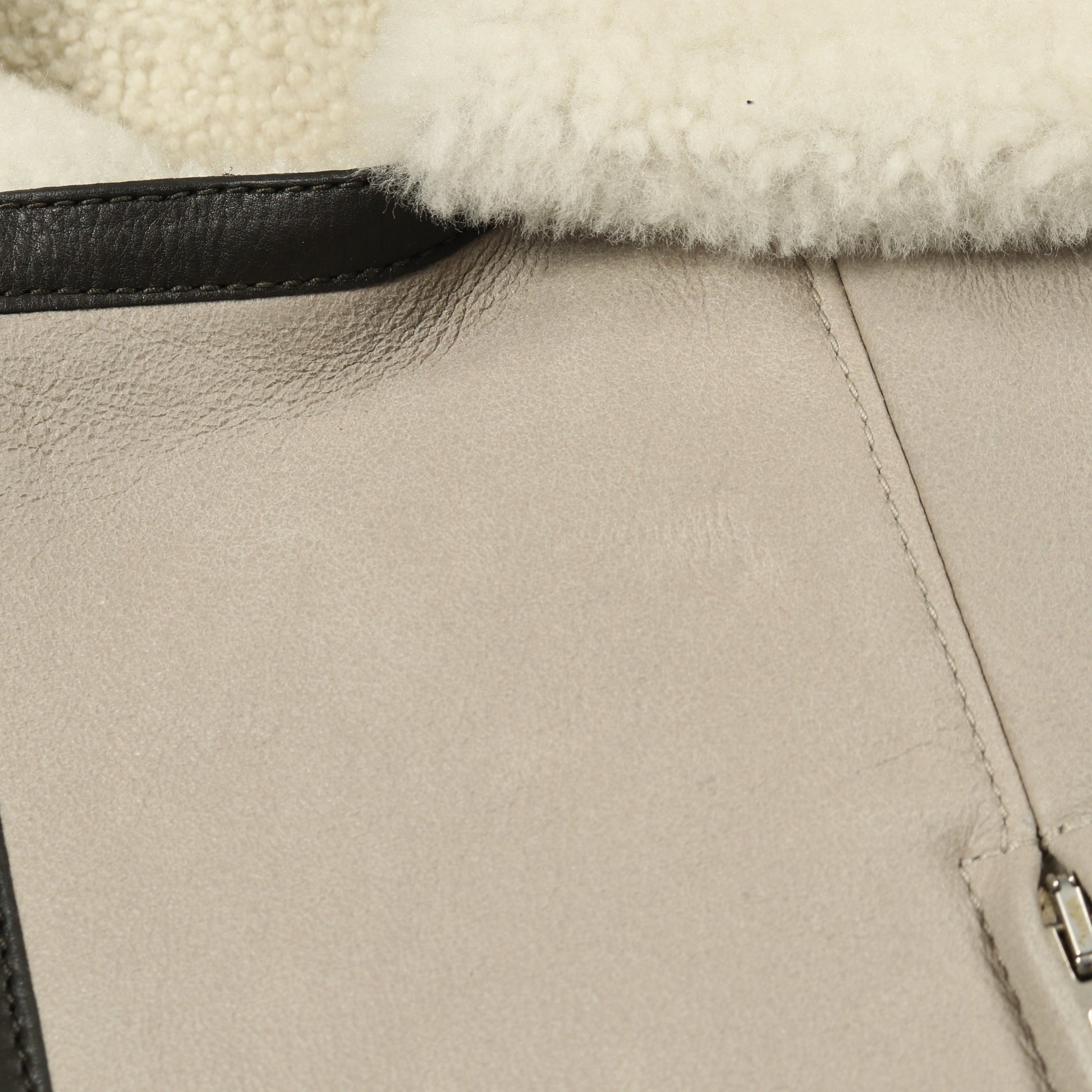 ジレ ベスト ムートン ラムレザー グレーベージュ エルメス アウター HERMES