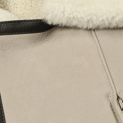 ジレ ベスト ムートン ラムレザー グレーベージュ エルメス アウター HERMES