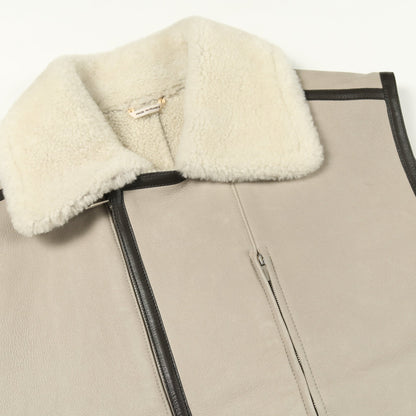 ジレ ベスト ムートン ラムレザー グレーベージュ エルメス アウター HERMES