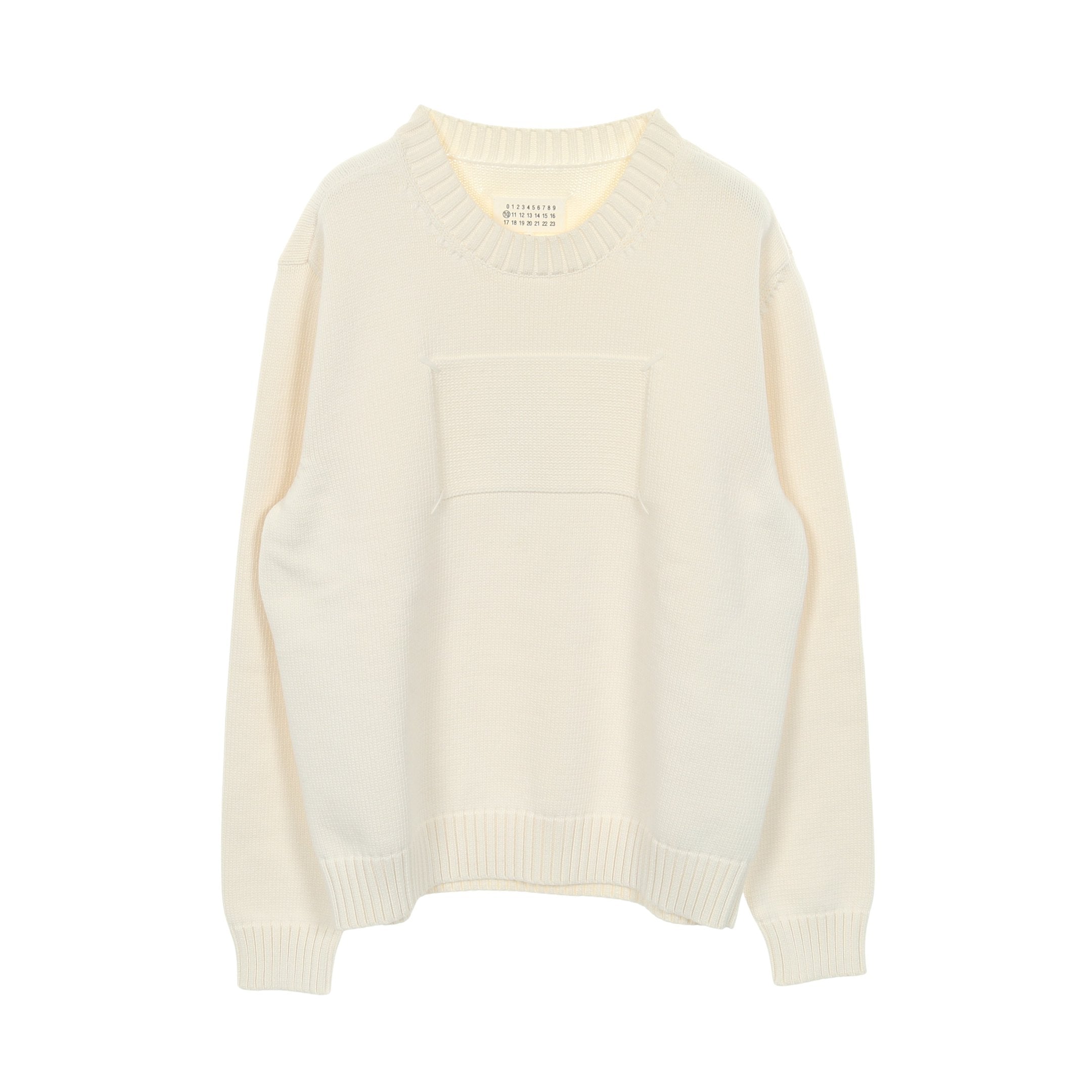 4ステッチ ニット クルーネック コットン オフホワイト メゾン