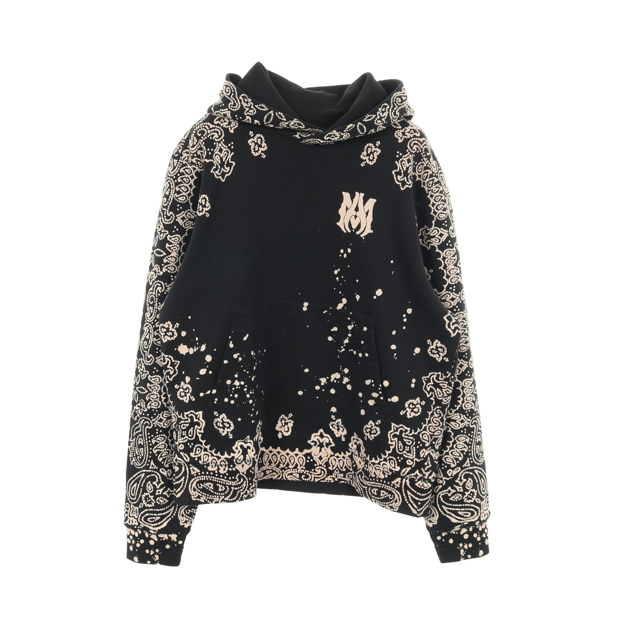 プルオーバーパーカー ペイズリー コットン ブラック ベージュ アミリ