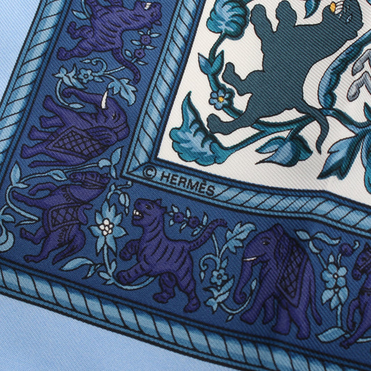 カレ90 CHASSE EN INDE スカーフ シルク ライトブルー マルチカラー エルメス 財布・小物 HERMES