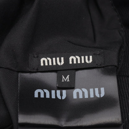 バケット ハット 帽子 ロゴ刺繍 コットン ブラック ミュウミュウ 財布・小物 miu miu